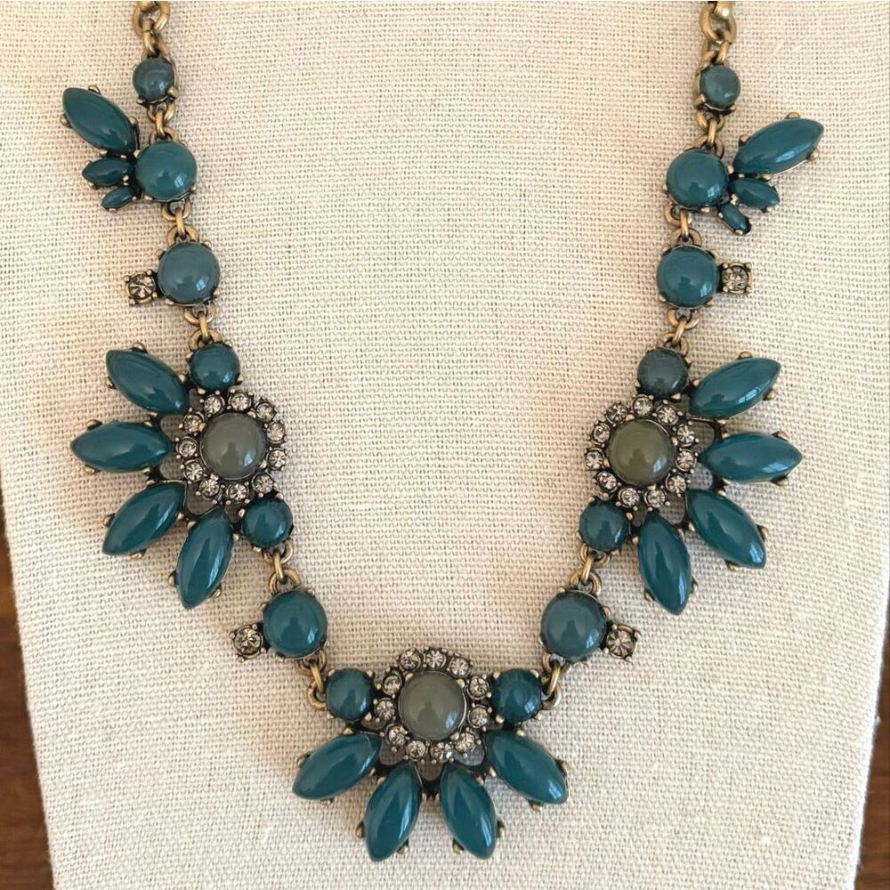 J.Crew | Teal Floral Pendant Necklace | 24” Length